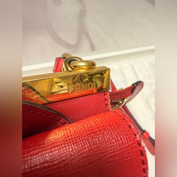 FENDI Demi Jour Red Leather Top Handle Bag - Picture 4 of 16